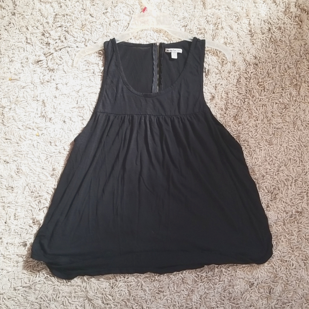 American Eagle Black Zippered Back Top Size XL